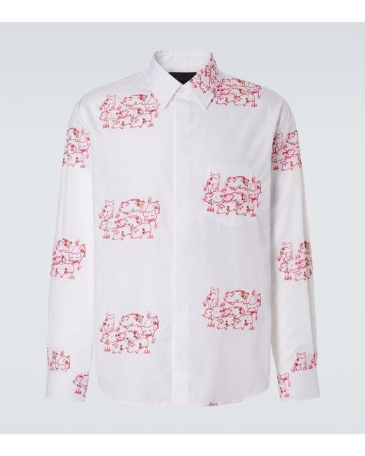 Simone Rocha Pink Embroidered Cotton Poplin Shirt for men