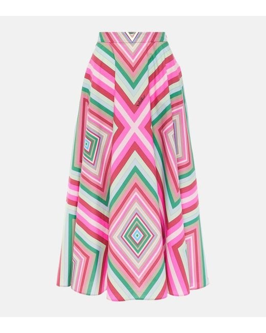 Valentino Pink Rhombus 75 Cotton Poplin Maxi Skirt