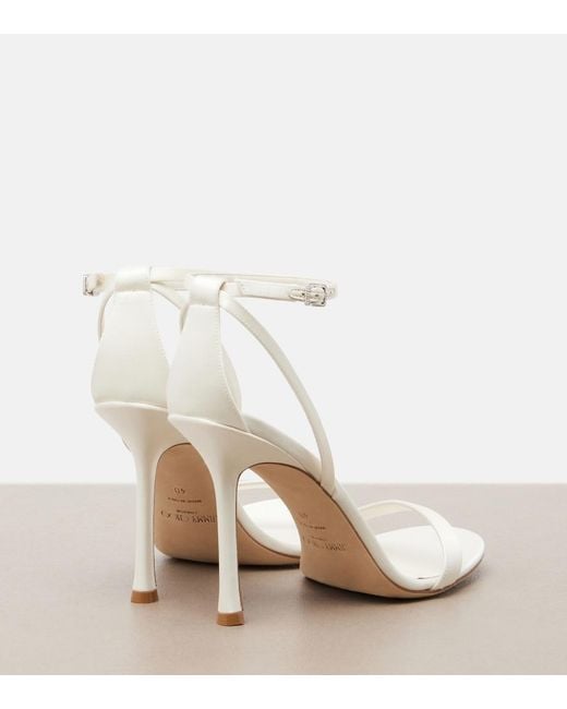 Jimmy Choo White Moza Satin Sandals