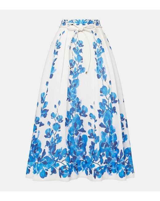 Rebecca Vallance Orchid Blues Floral Midi Skirt