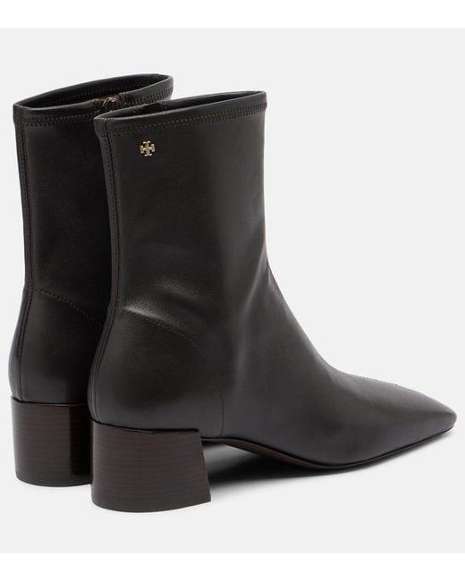 Tory Burch Black Stretch Leather Ankle Boots
