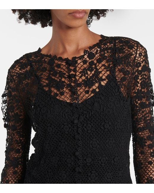 Polo Ralph Lauren Black Layered Cotton Lace Top
