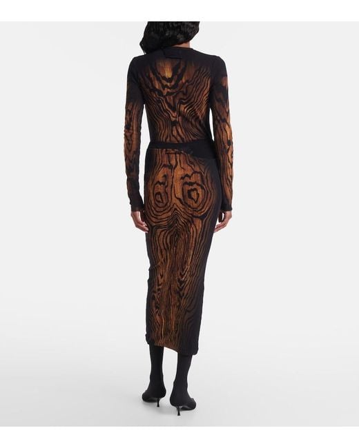 Jean Paul Gaultier Brown Wood Trompe L'Oil Tulle Midi Skirt