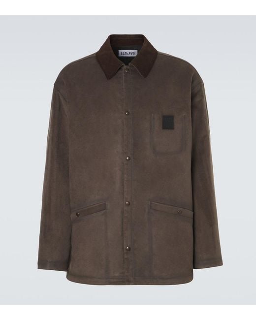 Loewe Brown Suede-Trimmed Jacket for men