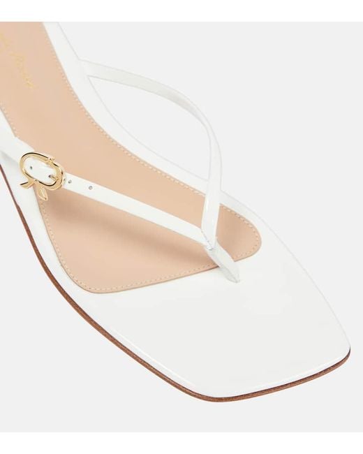 Gianvito Rossi White Patent Leather Thong Sandals