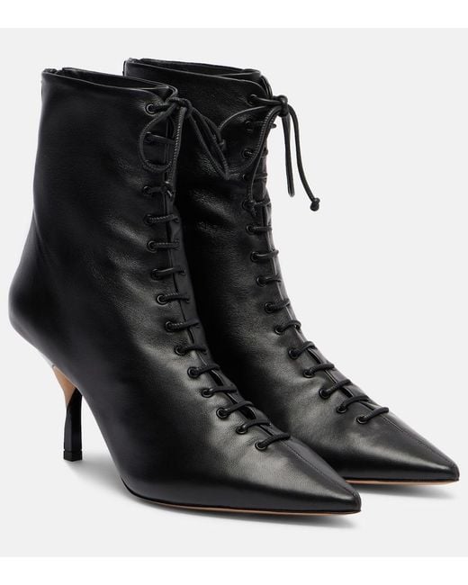 Jacquemus Black Leather Ankle Boots