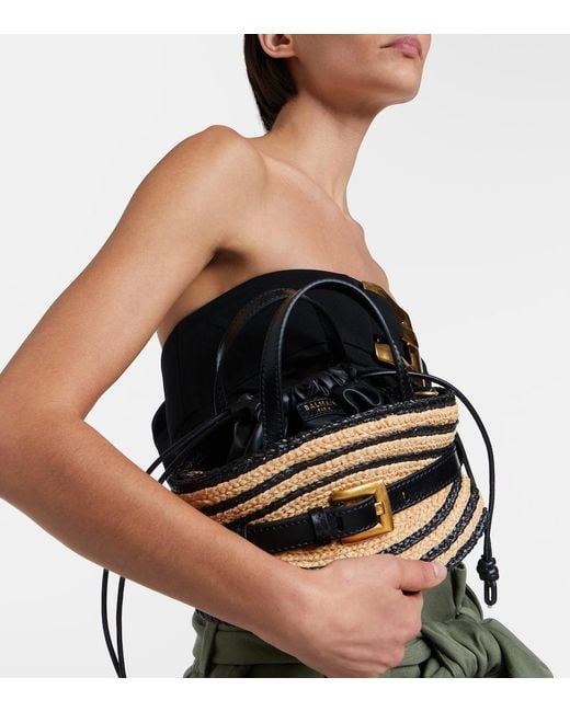 Borsa A Mano A Righe di Balmain in Black