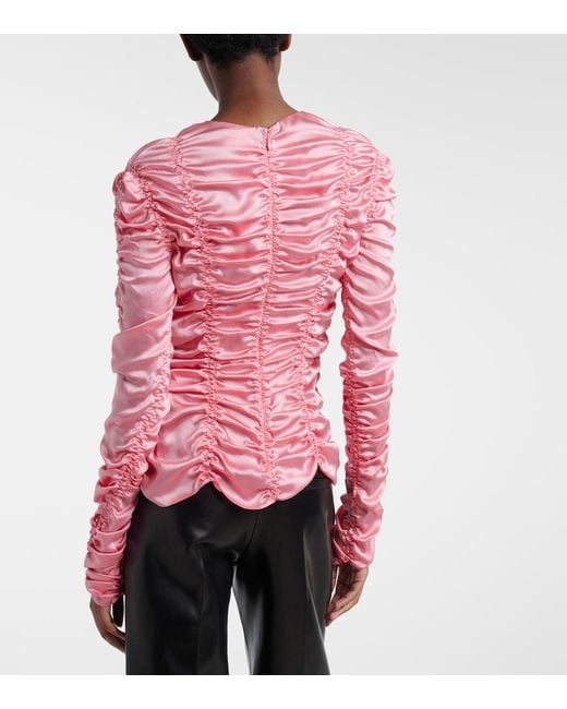 Khaite Pink Rory Ruched Silk Charmeuse Top