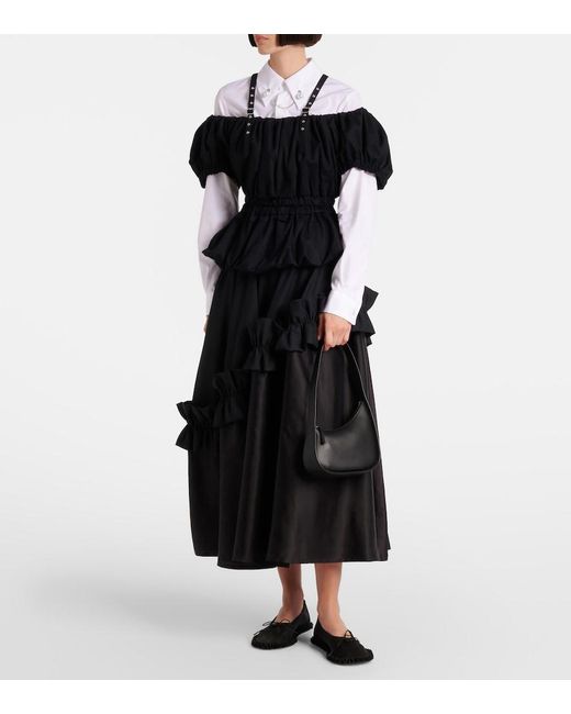 Noir Kei Ninomiya Black Peplum Cotton Poplin Top