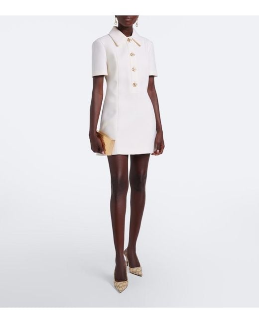 Gucci Natural Double G Wool Crepe Polo Dress