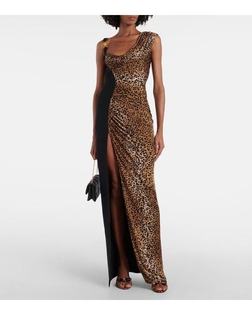 Mules Leopard Opera Bow 95 Versace en coloris Brown