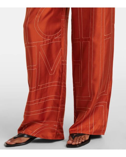 Totême  Orange Pyjama-Hose Aus Seiden-Twill