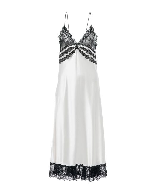 Saint Laurent Lacetrimmed Silk Satin Slip Dress in White Lyst