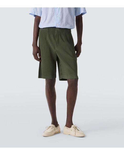 Homme Plissé Issey Miyake Green Color Pleats 2 Bermuda Shorts for men