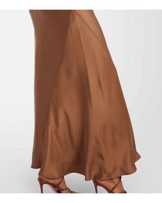 Max Mara Brown Pilly Satin Maxi Dress