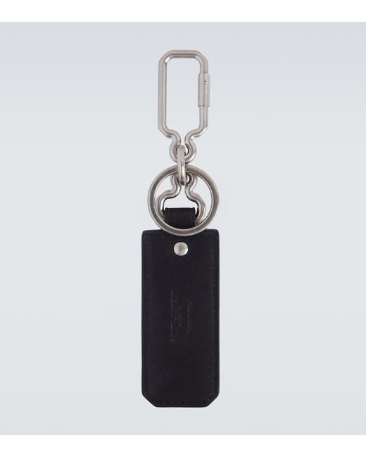 Saint Laurent White Cassandre Leather Keychain for men
