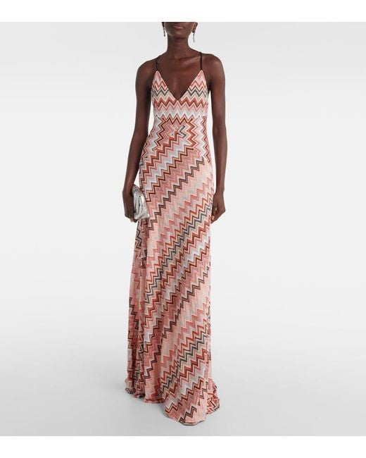 Missoni Multicolor Multicolour Vibrant Zigzag Maxi Dress