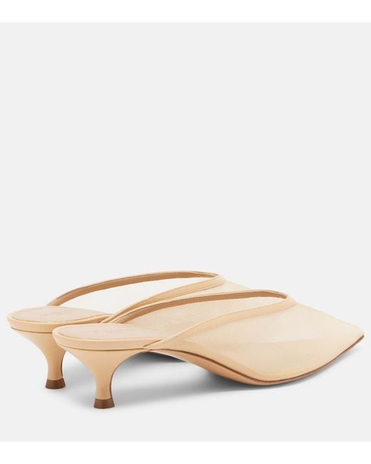 Le Monde Beryl Natural Venetian Leather-Trimmed Mules