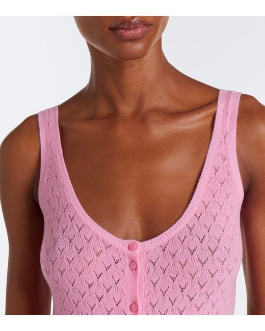Eres Pink Gourmandise Pointelle Wool-Blend Bodysuit