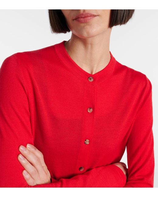 Khaite Red Brieta Wool-Blend Cardigan