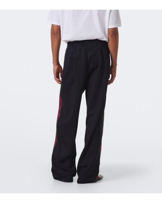 Gucci Blue Web Stripe Silk And Cotton Wide-Leg Pants for men