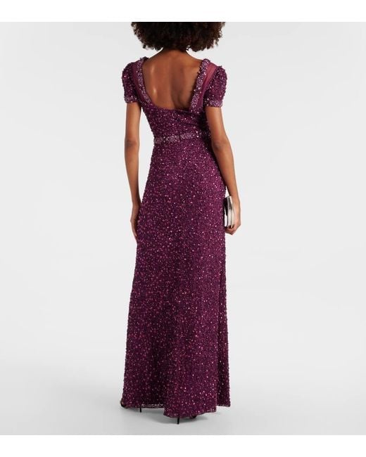 Abito Lungo Con Paillettes di Jenny Packham in Purple