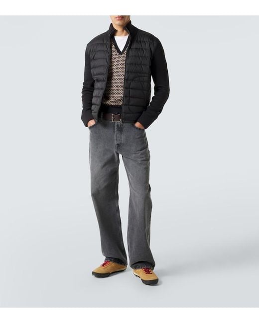 Moncler Black Tricot Down-Paneled Wool-Blend Cardigan for men