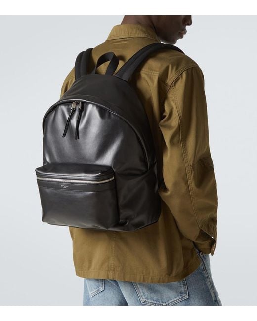 Saint Laurent Black City Leather Backpack for men