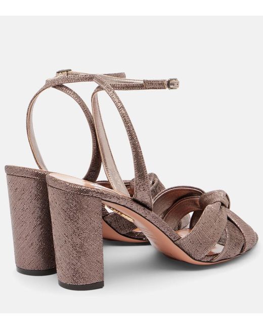 Aquazzura Brown Nina 85 Metallic-Effect Twill Sandals