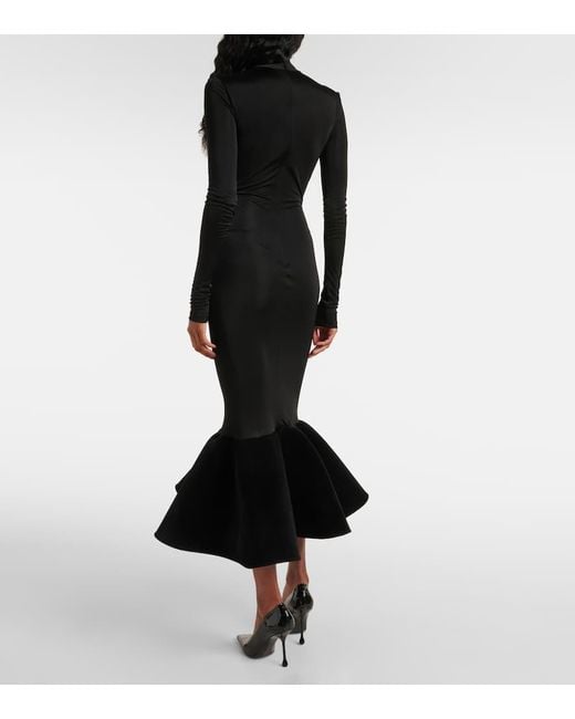 Vestido Midi De Jersey Con Volantes David Koma de color Black