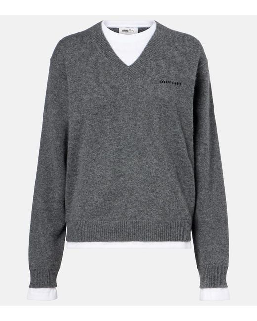 Miu Miu Gray Pullover Aus Kaschmir