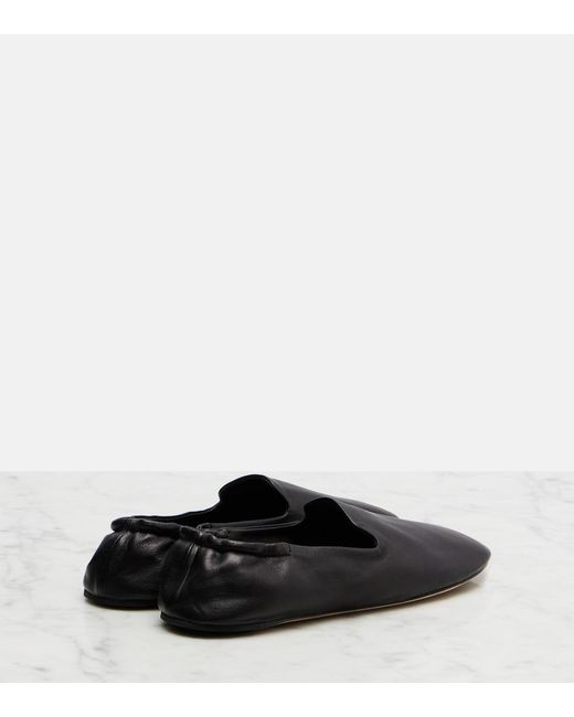 The Row Gray Casa Leather Slippers