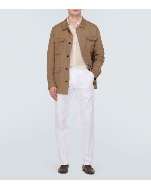 Pantalones chinos Elba de gabardina de algodon Brioni de hombre de color White