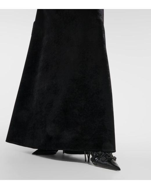 Jupe évasée en velours Balenciaga en coloris Black