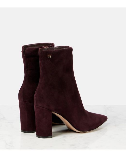 Gianvito Rossi Purple Lyell Suede Ankle Boots