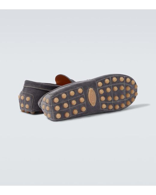 Mocassins Gommino Bubble En Daim Tod's pour homme en coloris Gray