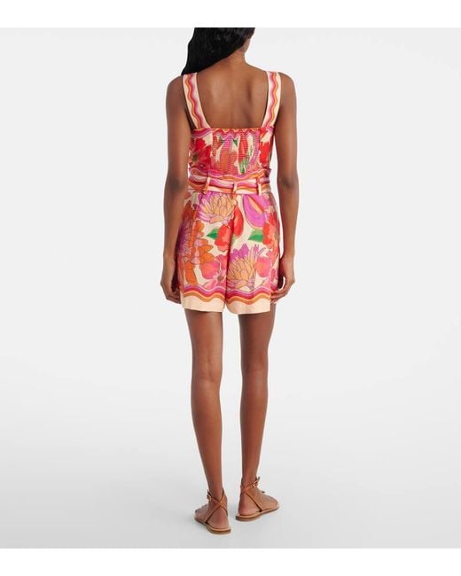 Combi-Short Spring Affair Imprimee En Lin Melange Farm Rio en coloris Red