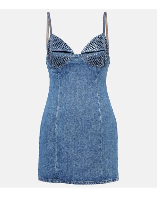 Vestido de 'Copa embellecida de cristal de área' Area de color Blue