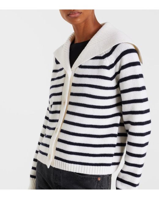 Jardin Des Orangers Blue Striped Wool And Cashmere Cardigan