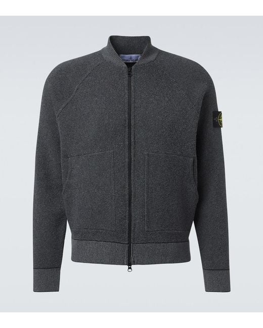 Stone Island Gray Cotton-Blend Cardigan for men