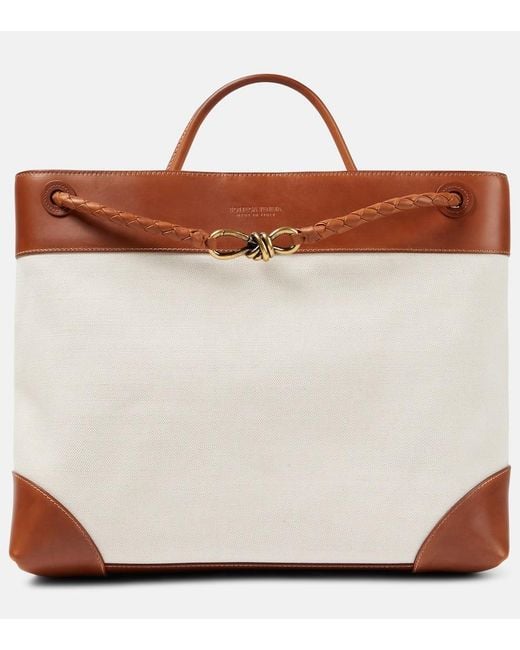 Bottega Veneta Brown Andiamo Large Leather-Trimmed Canvas Tote Bag