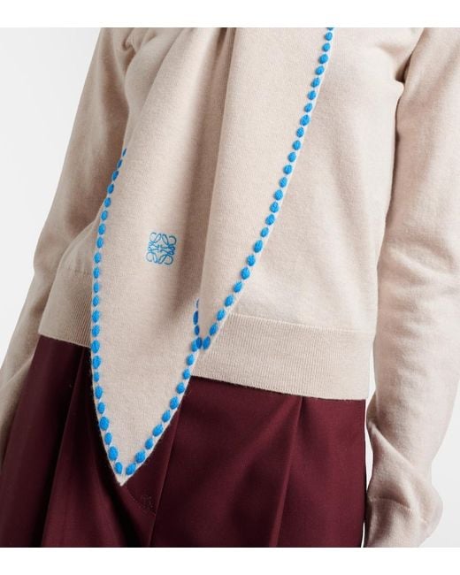 Loewe Blue Scarf-Detail Wool Sweater