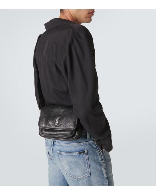 Saint Laurent White Niki Small Leather Messenger Bag for men