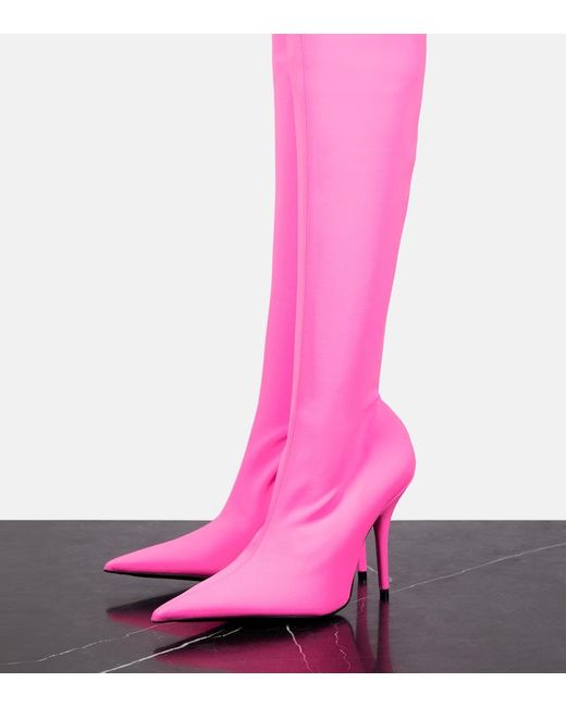 Balenciaga Pink Overknee-Stiefel Knife