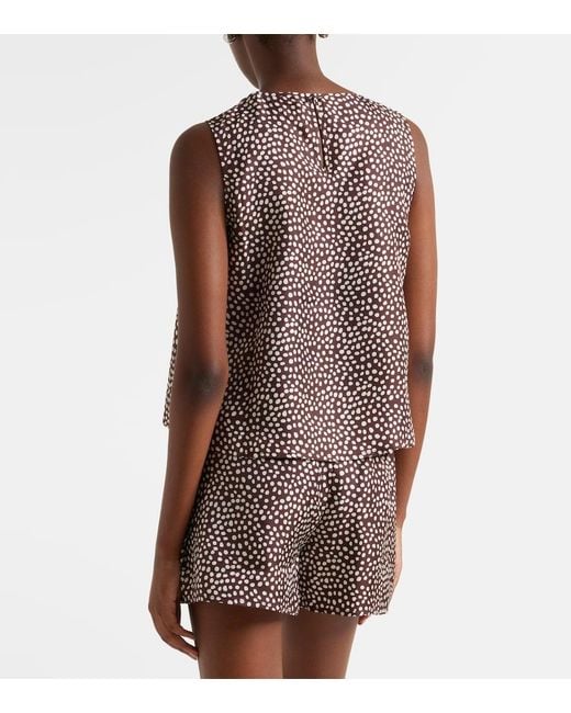 Asceno Brown Sofia Silk Twill Top