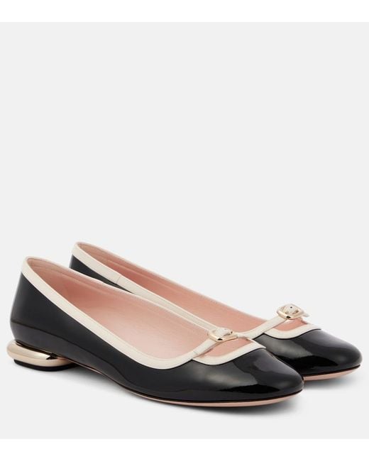 Roger Vivier Black Viv' Podium Patent Leather Ballet Flats