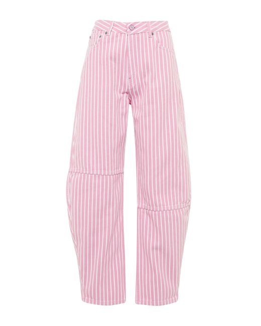 Ganni Pink Gestreifte High-Rise Jeans Stary