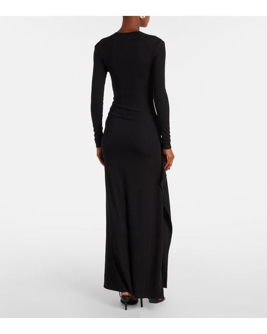 Christopher Esber Black Gathered Jersey Maxi Dress