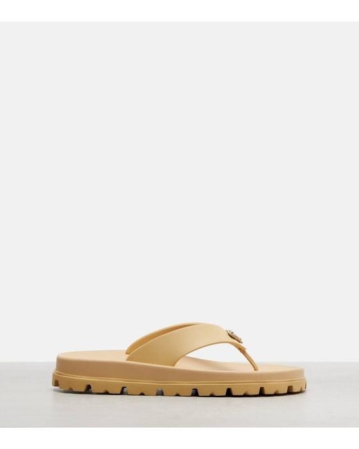 Prada Natural Logo Thong Sandals