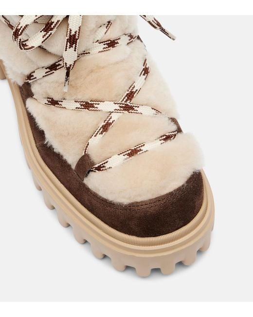 Hogan Natural Suede And Shearling Lace-Up Boots